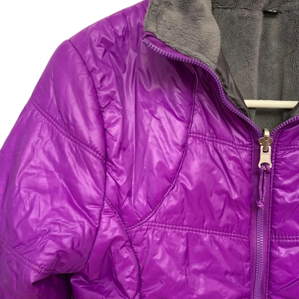 Purple Puffer Jacket Lightweight Quilted Zip Front Coat